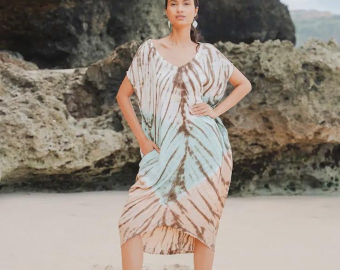 Tie-dye mixed kaftan dress. Free size