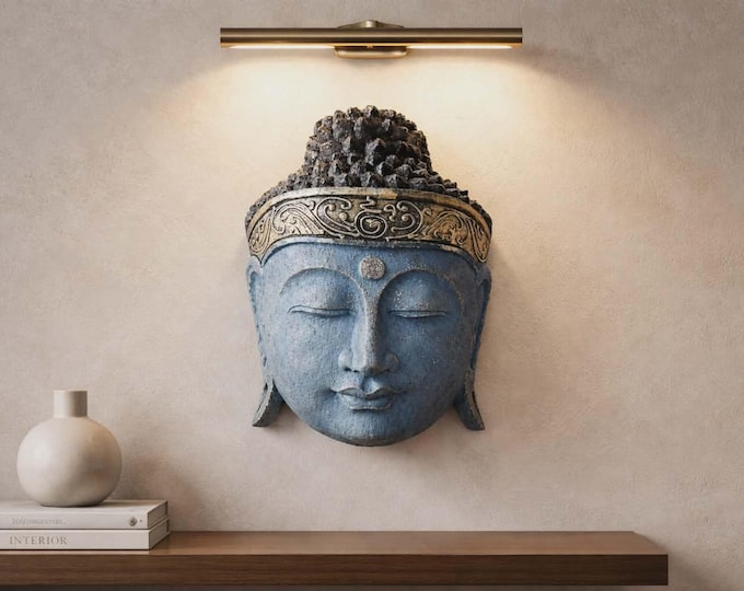Home Decoration Buddha Head - 25cm - Blue Shine Finish  Fair Trade