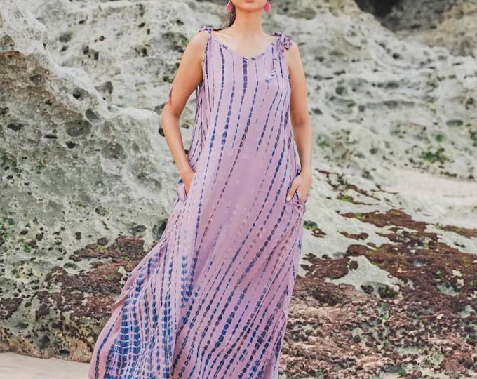 Long mixed purple/pink tie dye dress FS