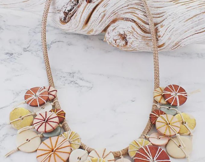 Short disc and thread cluster necklace or set.