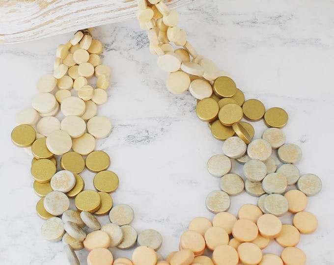 Wooden disc cluster necklace or set