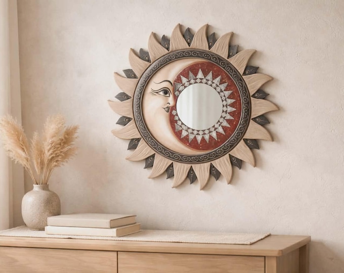Mirror Sun and Moon Gold 30cm diameter