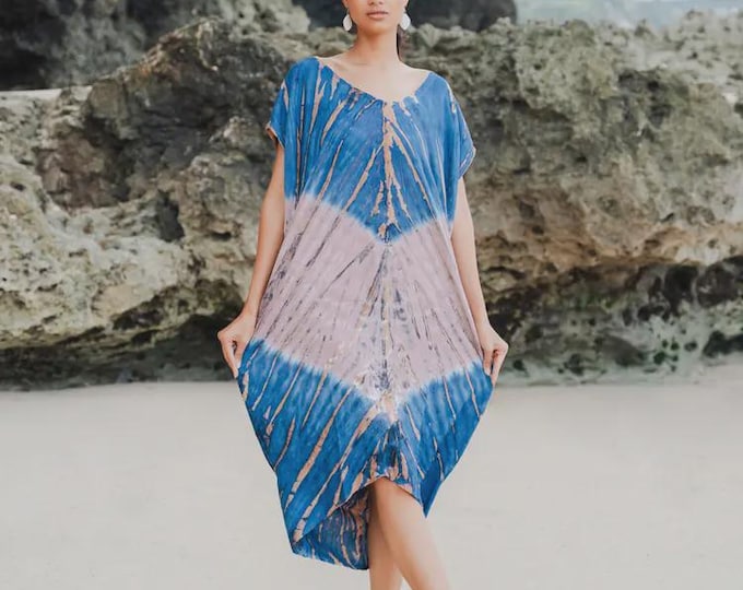 Kaftan tye-dye dress mixed. free size