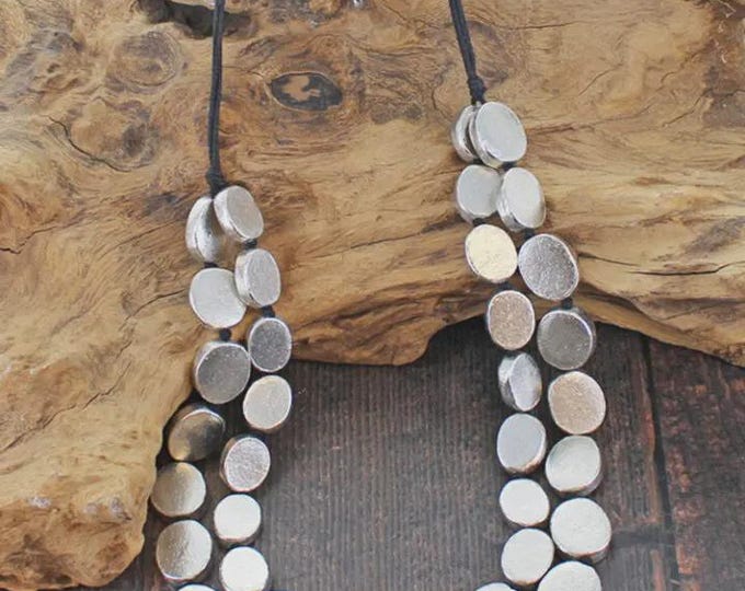 Double-strand oval disc necklace s.