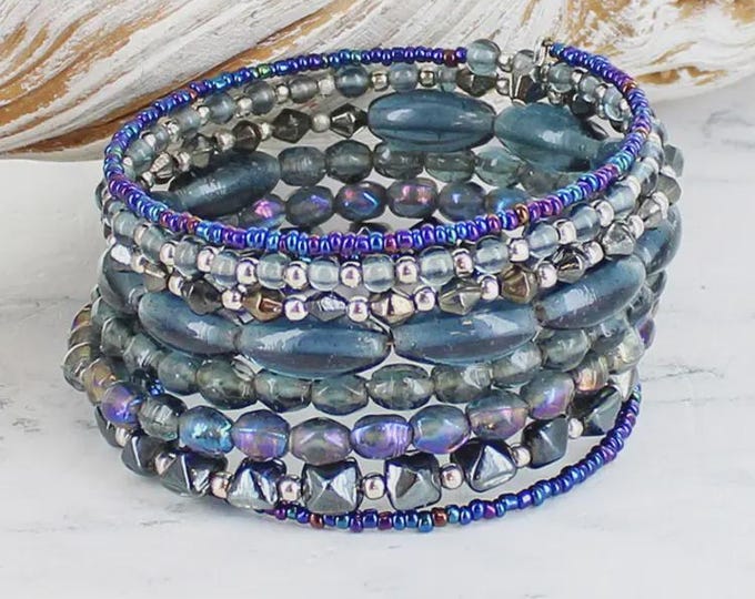 Beaded spiral cuff