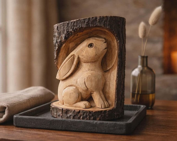 Hare jempinis wood carving 20cm fair trade