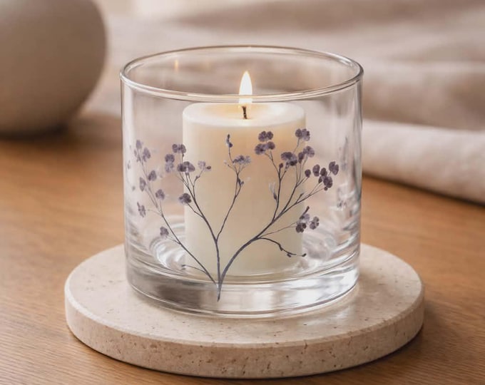 Natural Floral Glass - Vase Candle Holder - Margarita - (12x11cm) no candel