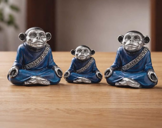Set of 3 Brass Yoga Monkeys – Serene Home Decor Statement Piece