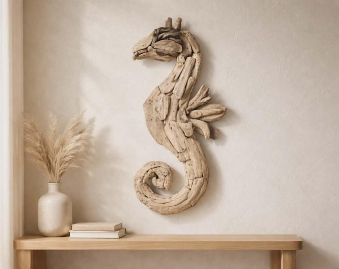 Driftwood Sea Horse Wall Plaque-30cm