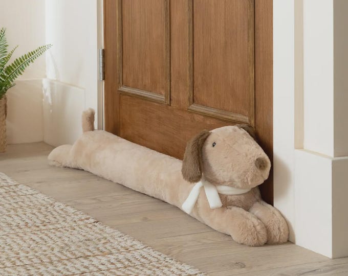 Samson Faux Fur Dog Draught Excluder Natural
