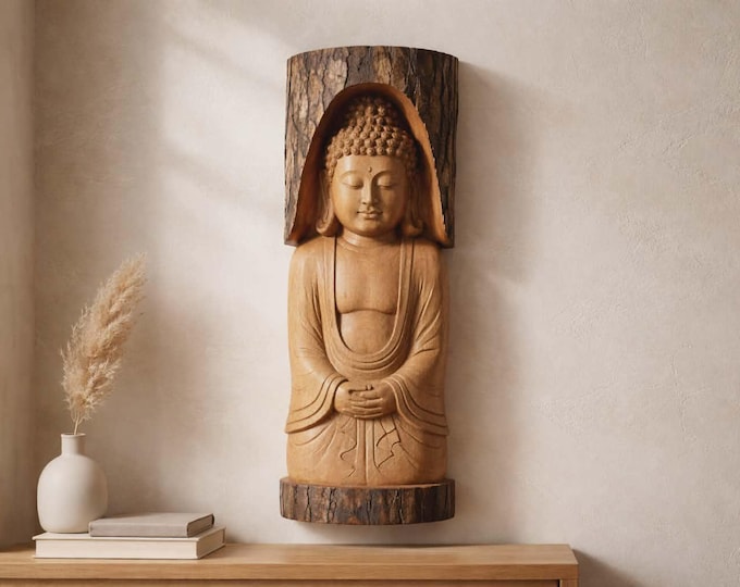 Buddha jempinis wood carving 50cm fair trade