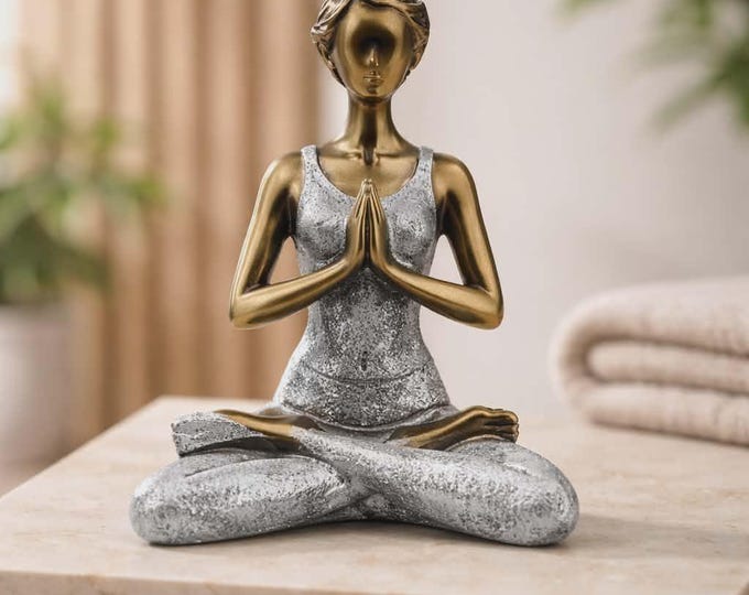 Yoga Lady Figure - Bronze & Silver 24cm