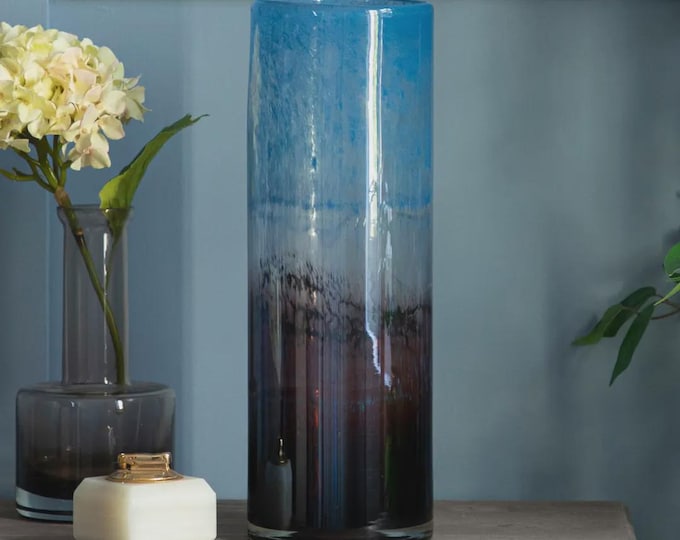 Oslovor Hand-Blown Vase Indigo,  38 x 12.5 x 12.5cm