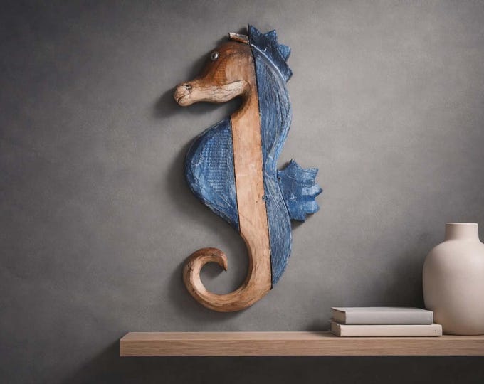 Painted Sea Horse Plaque Nautical