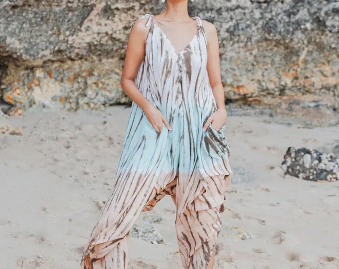 mixed-colored tie-dye jumpsuit   FS