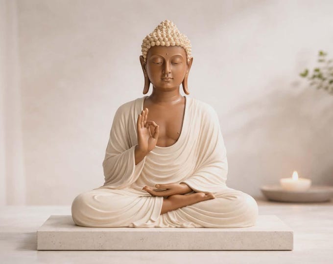 Buddha Statue Whitewash - 30cm Teaching Transmission