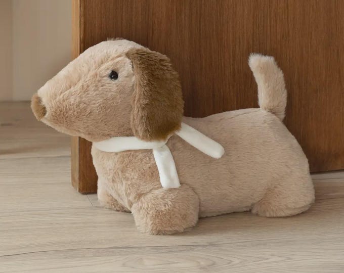 Samson Faux Fur Dog Door Stop Natural