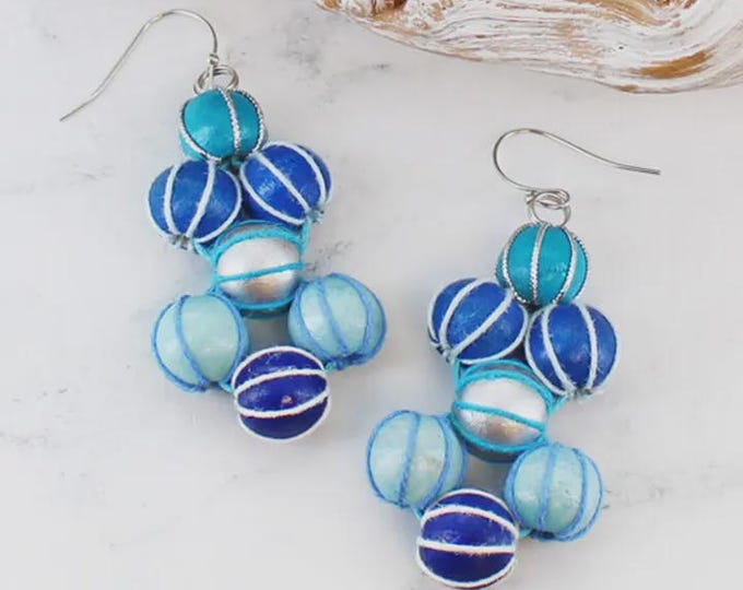 Wooden ball cluster earrings or special offer set