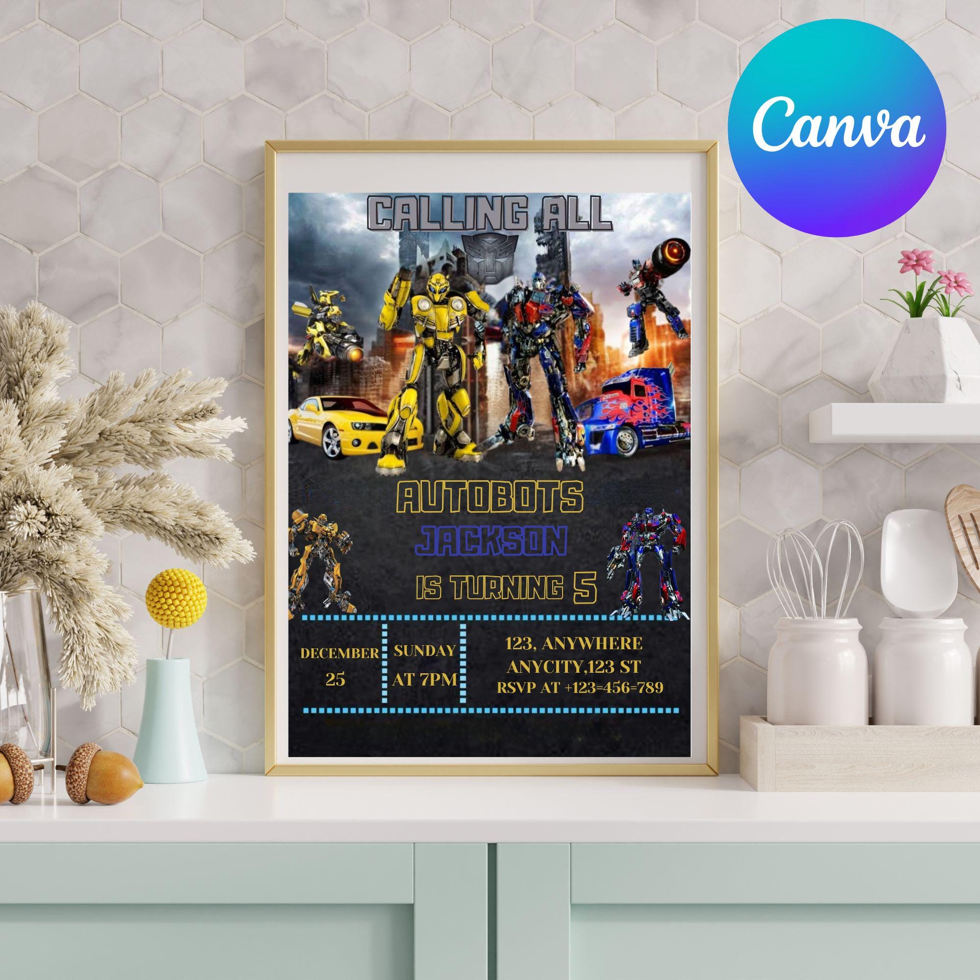 Editable Rescue Bots Birthday Invitation, Optimus Prime Invite ...