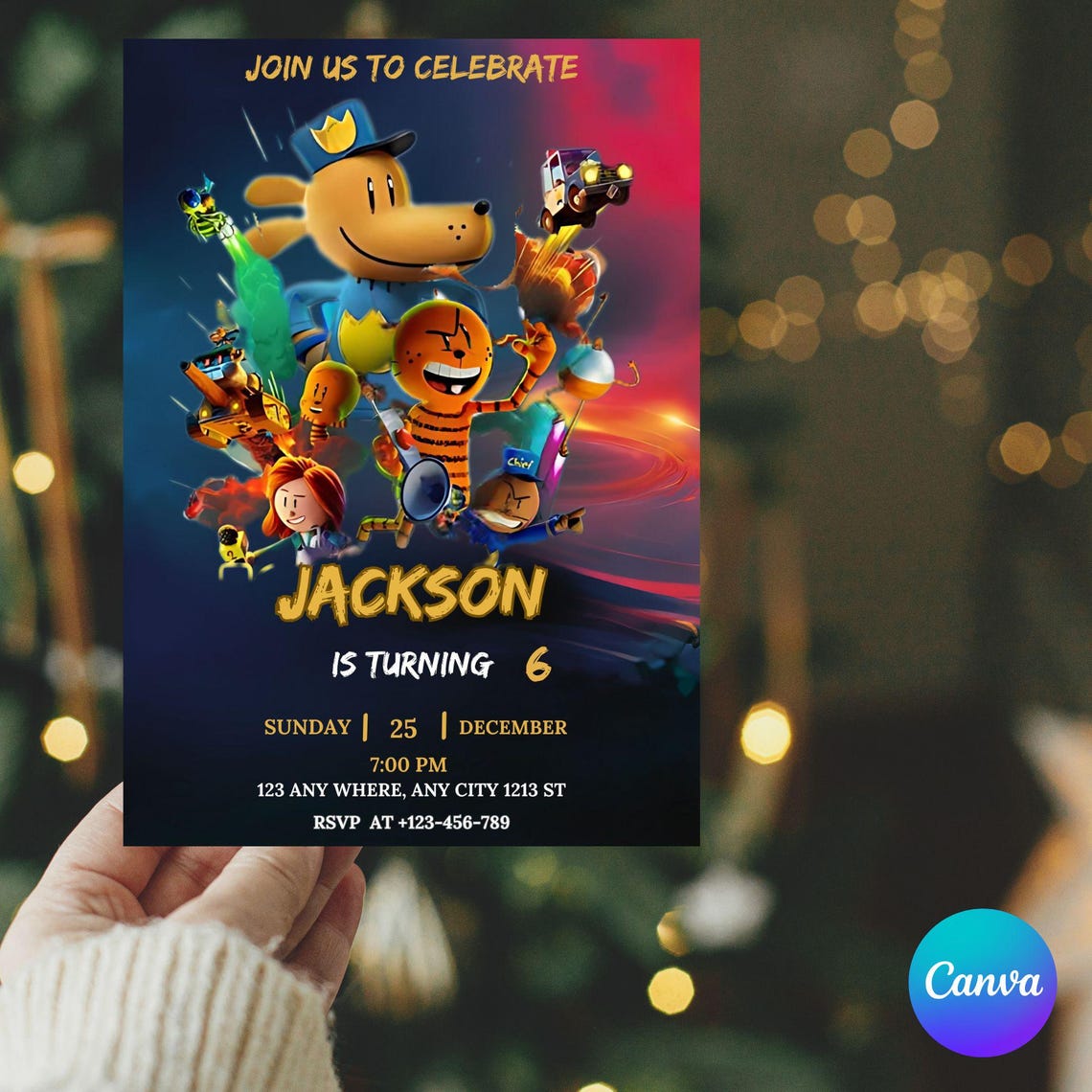 Editable Dog Man Birthday Invitation, Editable Kids Birthday Invitation ...