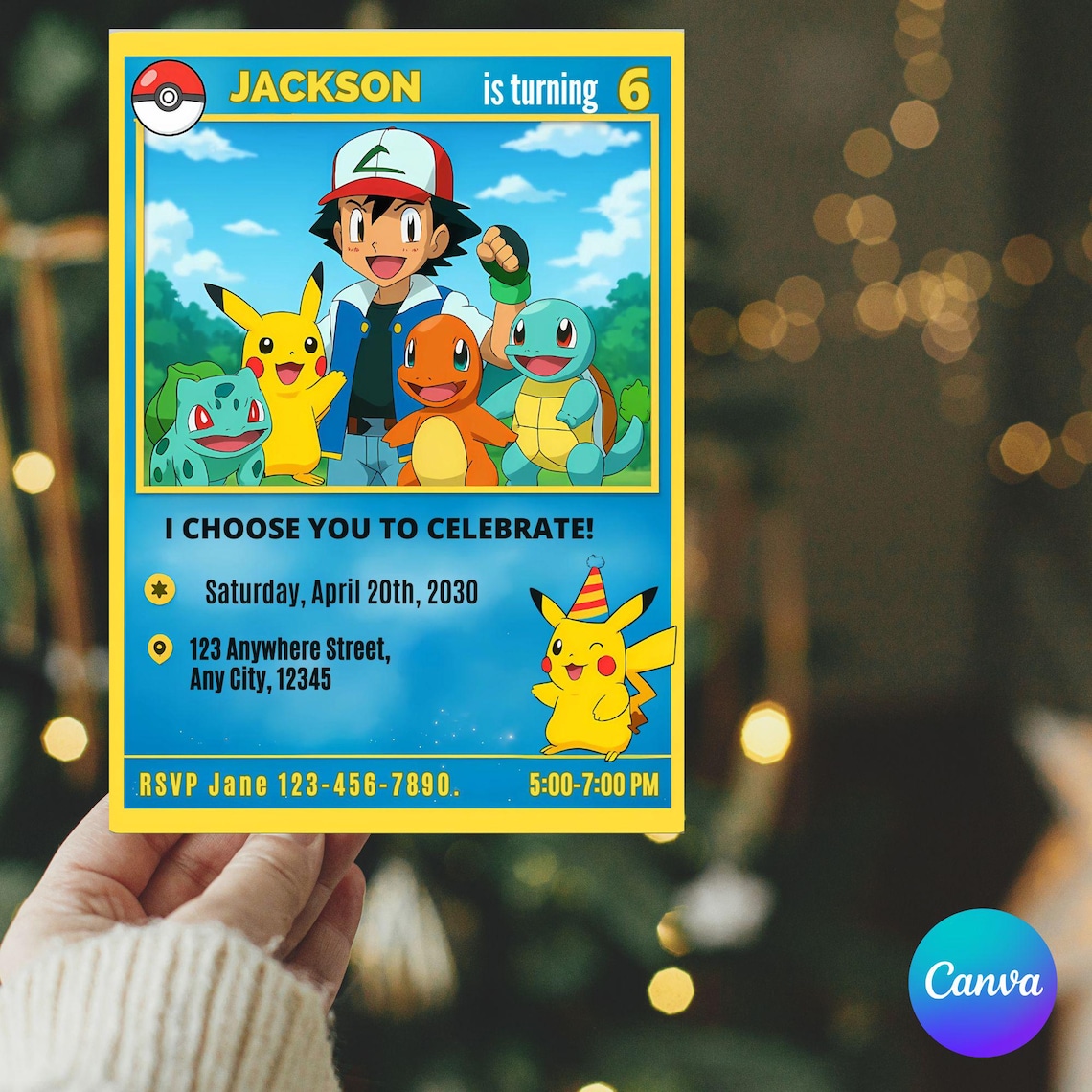 Birthday Invitation Pokemon Instant Download Digital Invite Pokémon ...