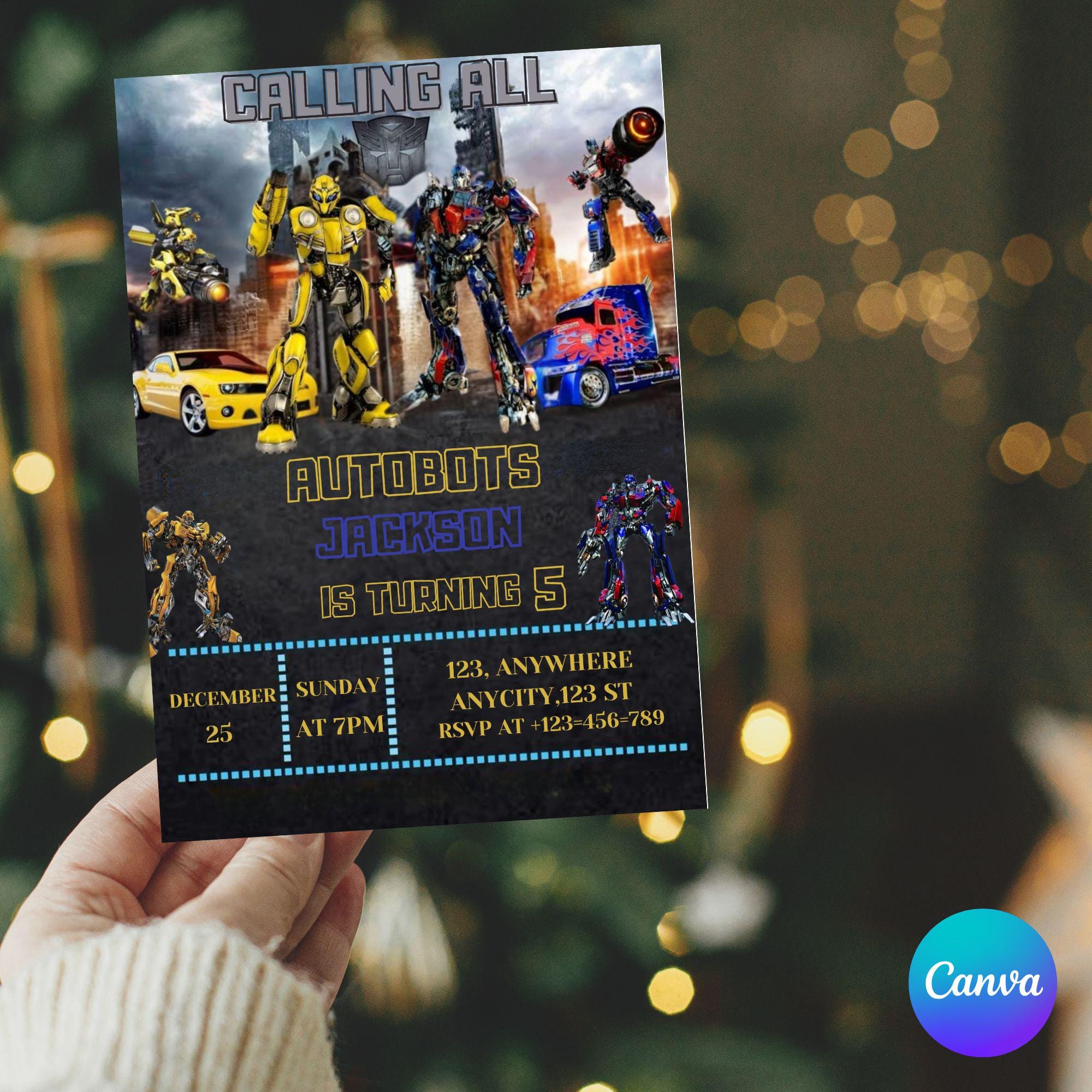 Editable Rescue Bots Birthday Invitation, Optimus Prime Invite ...