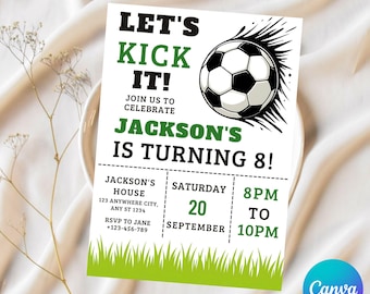 Editable Soccer Birthday Invitation: Football Party, Printable Evite (Digital Download)