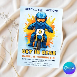 Motocross Birthday Invitation: Editable Dirt Bike Party Invite (Canva Digital Download 5x7in