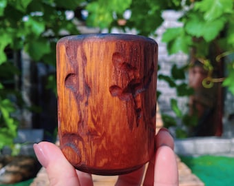 Handmade Ash Wood Whiskey Tumblers, Natural Beetle Bark Texture, Rustic Men's Gift, Set of Unique Wooden Cups, Eco Wood Drinkware