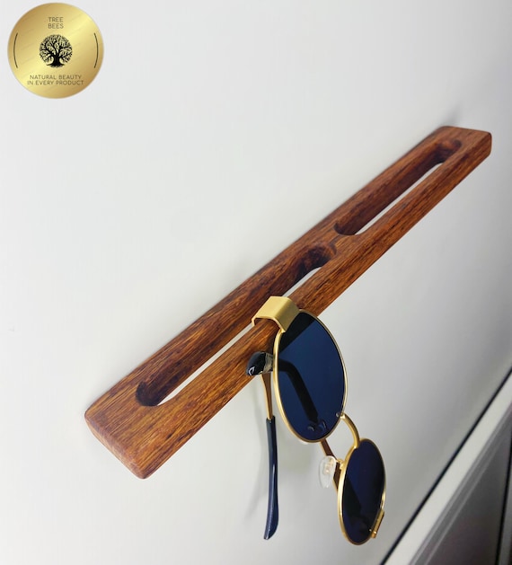 Oak Wood Wall-Mounted Eyeglass Holder, Modern Entryway Wall Shelf and Hanger, Wall Decor