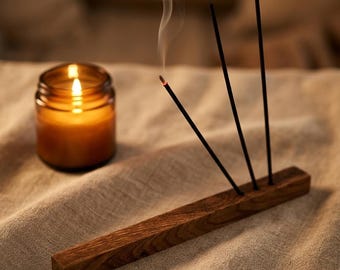 Minimalist Wood Incense Holder | Handmade Oak Burner | Zen Meditation Decor | Japandi Home | Long Ash Catcher | Relaxation Gift