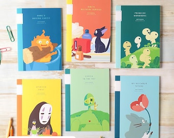 Ghibli Anime Movies Notebook | Totoro Kiki Howls Castle Princess Handmade B6 Grid Journal Cute Travel Diary | Book Cover Gift Traveler's Her