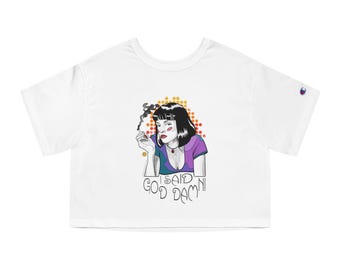Crop top, champion, pulp fiction