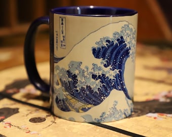The Great Wave Mug, Hokusai Japanese Woodblock Print Ceramic Tea Cup