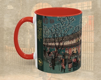 Hiroshige Cherry Blossoms Mug, Japanese Ukiyo-e Art Tea Cup