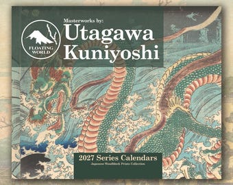 Utagawa Kuniyoshi 2027 Wall Calendar, Japanese Ukiyo-e Woodblock Prints, (11"x8.5" & 14"x11.5")