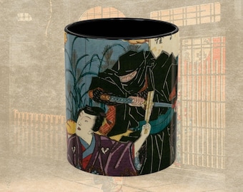 Utagawa Kunisada Ninja & Prince Genji Mug, Japanese Art Tea Cup