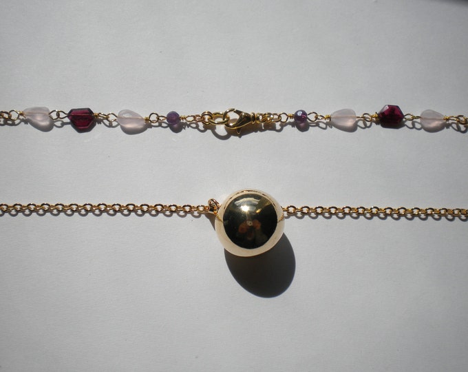 GOLD Baby Bump Bola Necklace aka Belly Bell With Gemstones Etsy