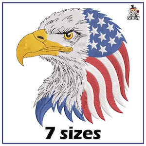 Desenho de bordado à máquina de águia patriótica americana, EUA, 4 de julho, arquivos de bordado à máquina pes, dst 4x4