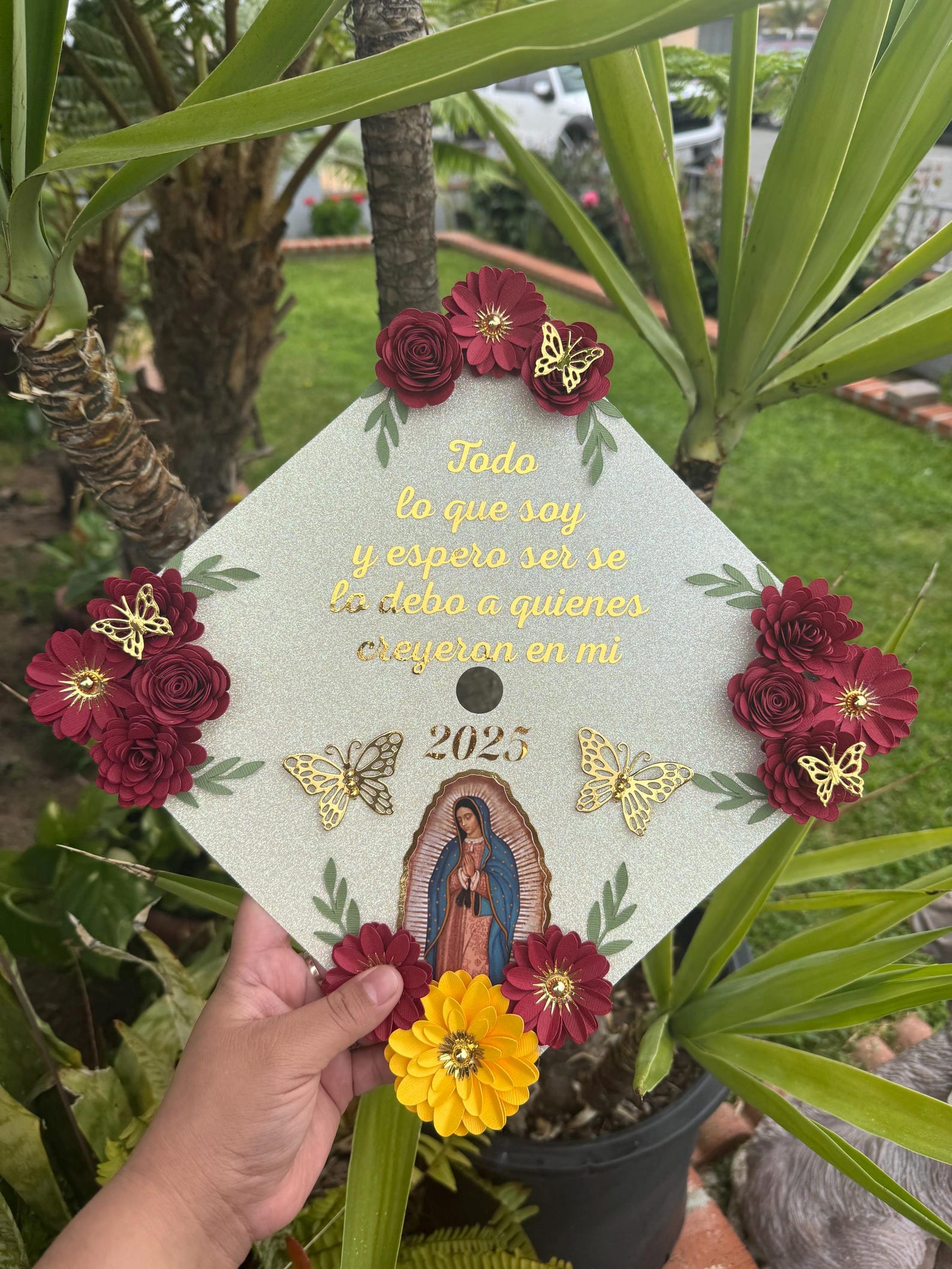 Virgin Mary Graduation Cap Topper: Custom Handmade Grad Cap Roses 2026 ...