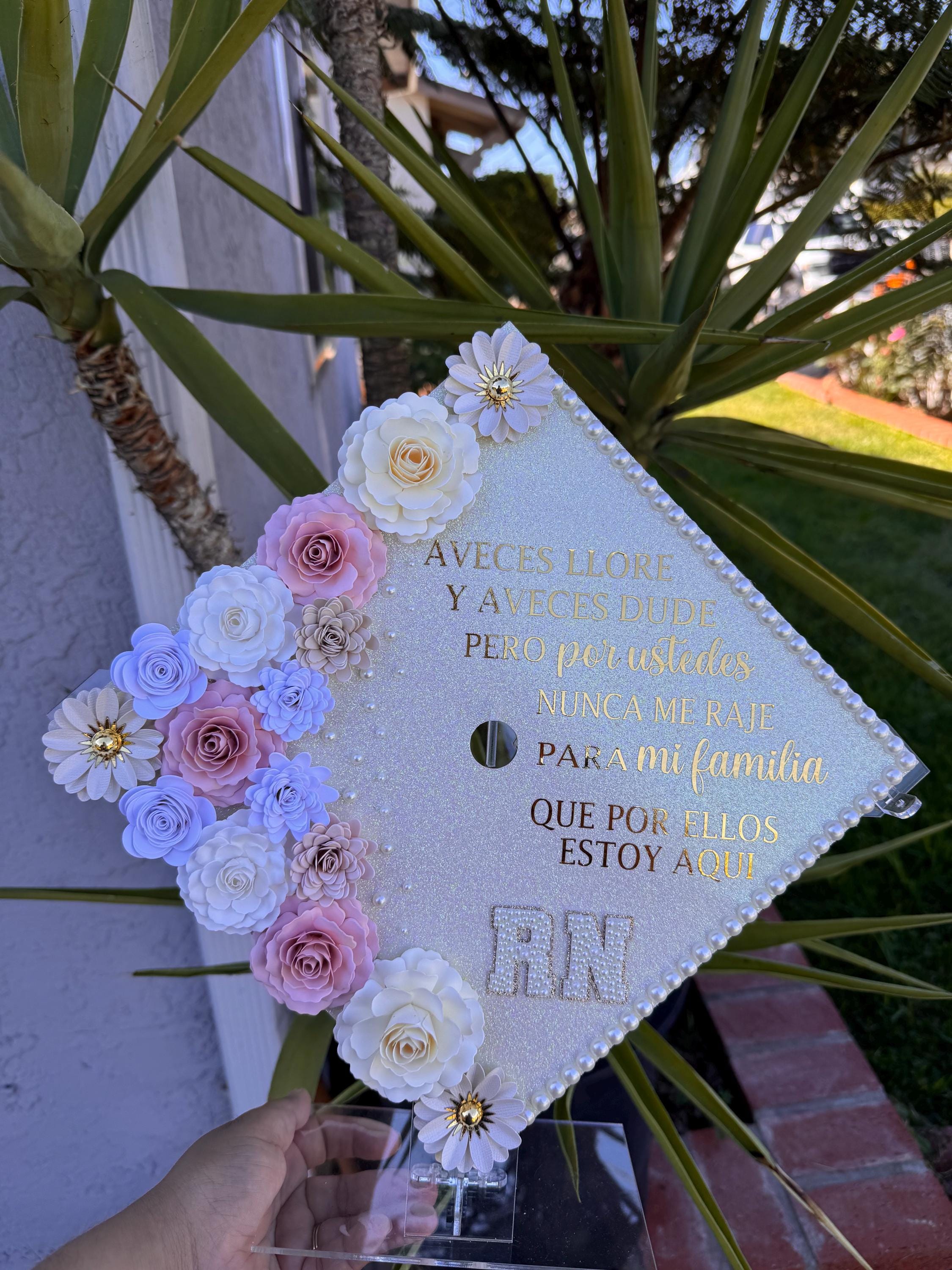 Custom Graduation Cap Topper Floral Rhinestones - Etsy