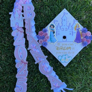 Custom Grad cap topper girly and grad Lei combo grad topper floral graduation  handmade grad cap graduation gift gift for her