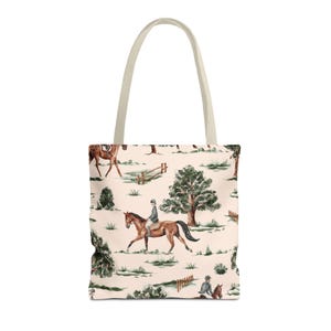 Borsa tote equestre, regalo per amanti dell'equitazione, borsa della spesa a tema equino, borsa tote per monta inglese, borsa tote per equitazione, borsa regalo equestre immagine 1