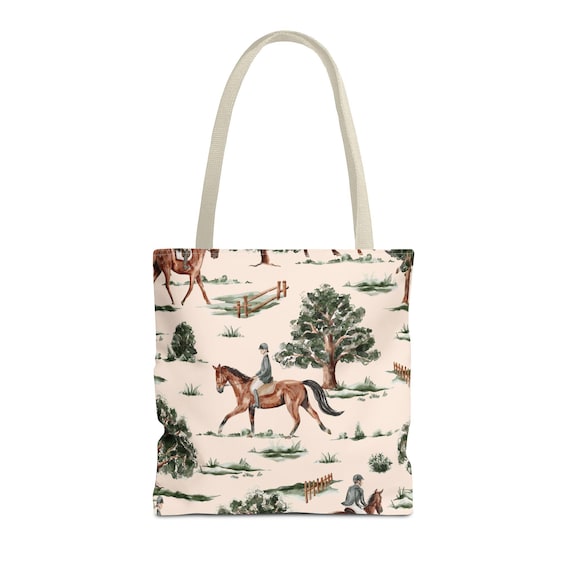 Equestrian Tote Bag, Horse Riding Lover Gift, Equine Theme Shopping Bag, English Riding Tote Bag, Horseback Riding Tote, Equestrian Gift Bag