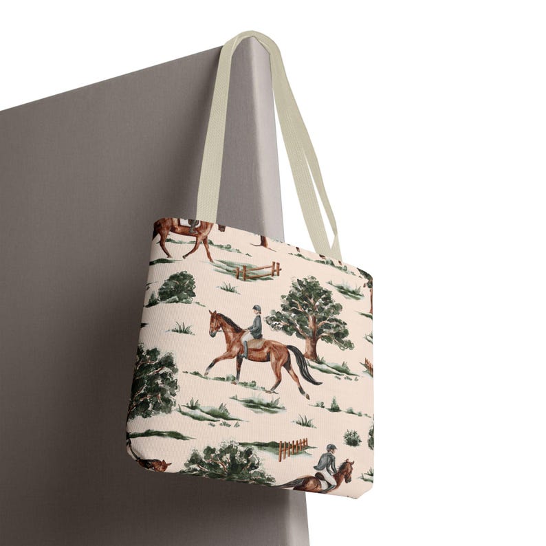 Borsa tote equestre, regalo per amanti dell'equitazione, borsa della spesa a tema equino, borsa tote per monta inglese, borsa tote per equitazione, borsa regalo equestre immagine 5