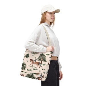 Borsa tote equestre, regalo per amanti dell'equitazione, borsa della spesa a tema equino, borsa tote per monta inglese, borsa tote per equitazione, borsa regalo equestre immagine 6