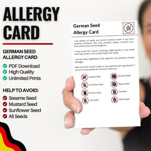 Seekarte-Allergiker Karte für Reisen & Restaurants | Sesam- und Samenallergie in Deutschland (Digital Download)