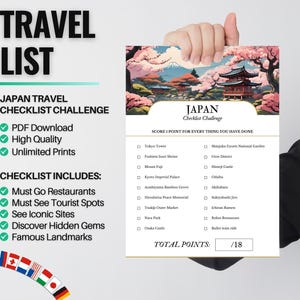 Japan Travel Checklist PDF | Japan Bucket List Printable | Vacation & Trip Planner