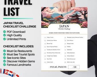 Japan Travel Checklist PDF | Japan Bucket List Printable | Vacation & Trip Planner