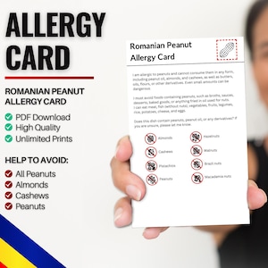 Rumänische Erdnuss-Allergiker Karte für Reise & Restaurants | Erdnuss- und Nussallergie in Rumänien (Digitaler Download)